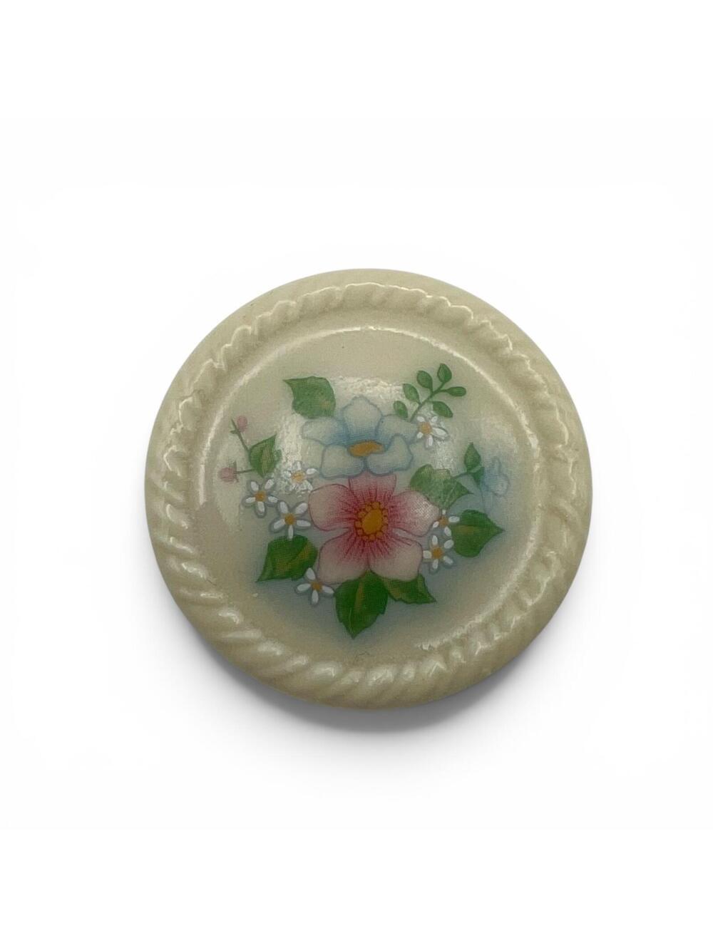 Vintage 70s Floral Round Pin Brooch